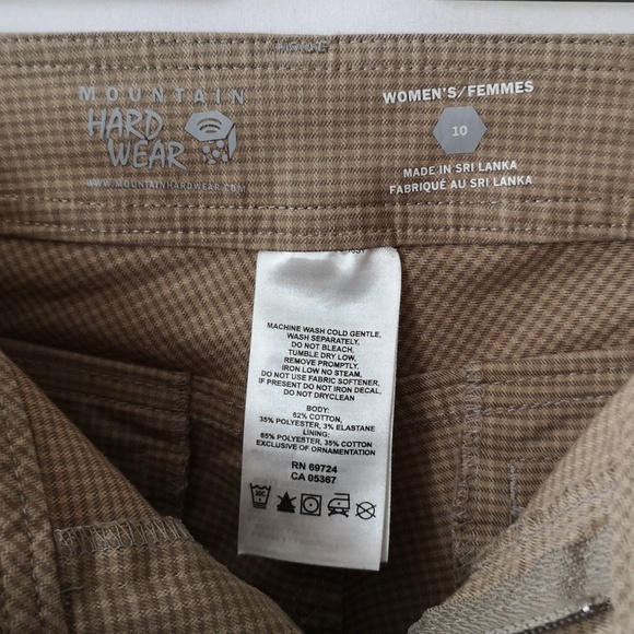 Women's Mountain Hardwear Golf/Biz Casual Walking Shorts Size 10 Khaki Gingham - Picture 8 of 8